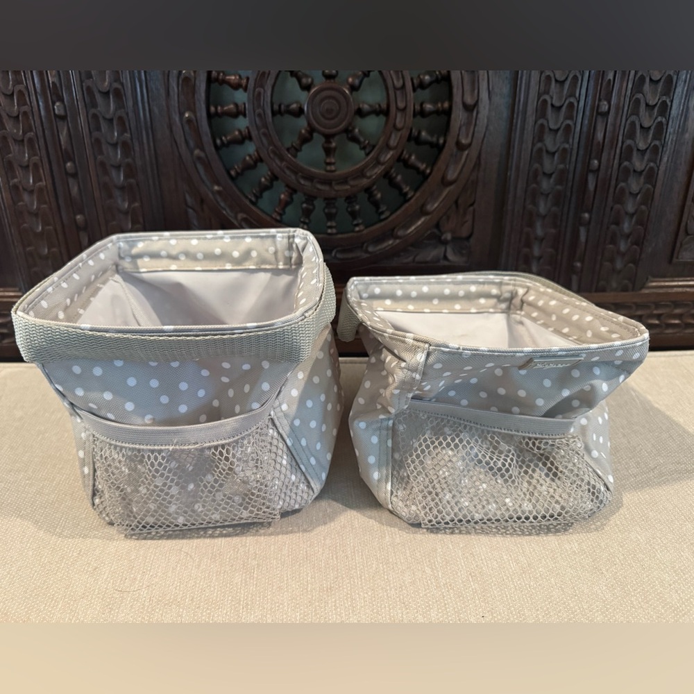 2 New thirty-one Polka Dot Storage Bins - Gray & white